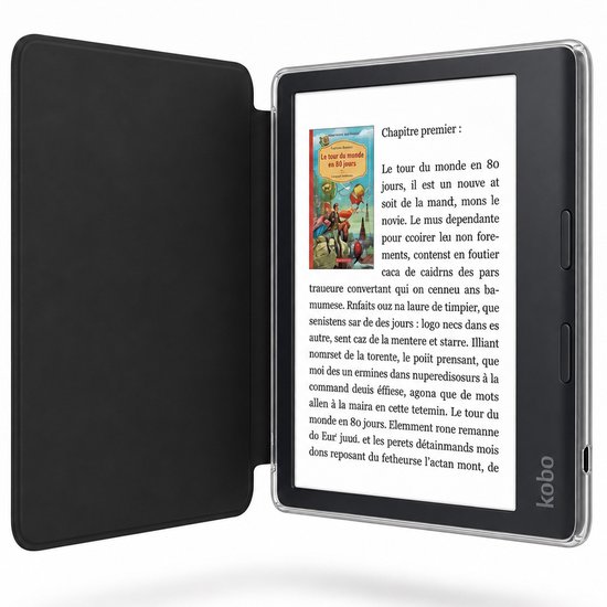Geschikt voor Kobo Libra Colour / Libra 2 Hoes - Magnetische Sleepcover - Transparante Backcover - Zwart