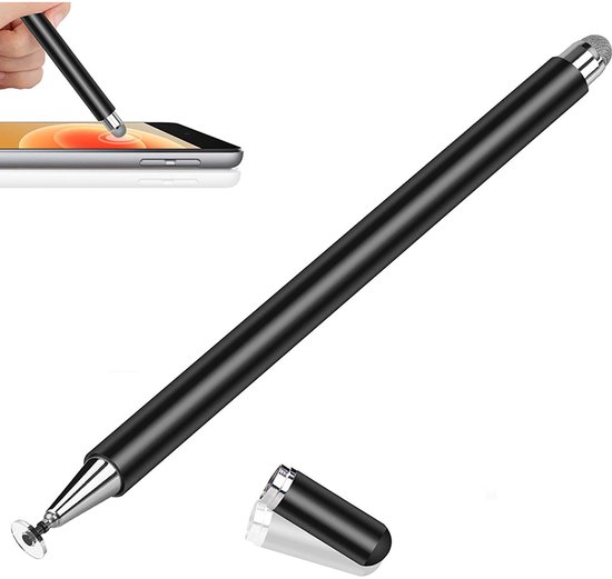 Gigicial Stylus voor tablets - Universele stylus - Krasbestendige zachte rubberen punt en magnetische dop - 1 stuk - Zwart van Merkloos