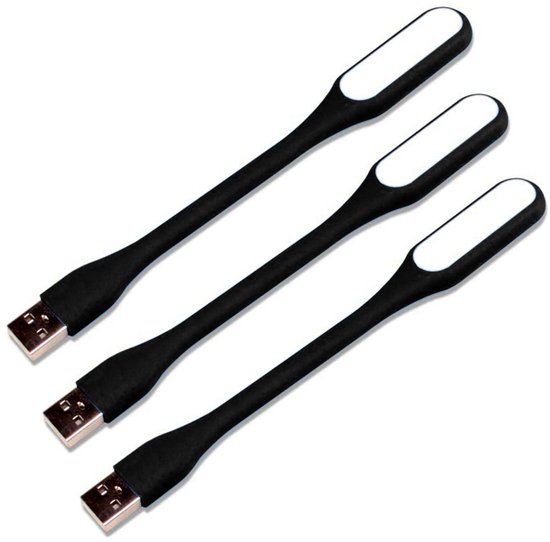 Gigicial USB LED-lamp - Oogvriendelijke bureaulamp - Flexibele siliconen behuizing, draagbare laptoplamp - 3 stuks - Zwart van Merkloos