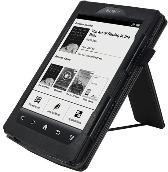 Goodline® - Hoesje geschikt voor de Sony PRS-T2 - 2in1 Stand Cover / Hoesje / Sleepcover - Zwart van Merkloos