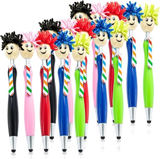 Grappige balpen: microvezel schermreiniger pennen met dweiltopper - 15 stuks, gepersonaliseerd, 3-in-1 stylus