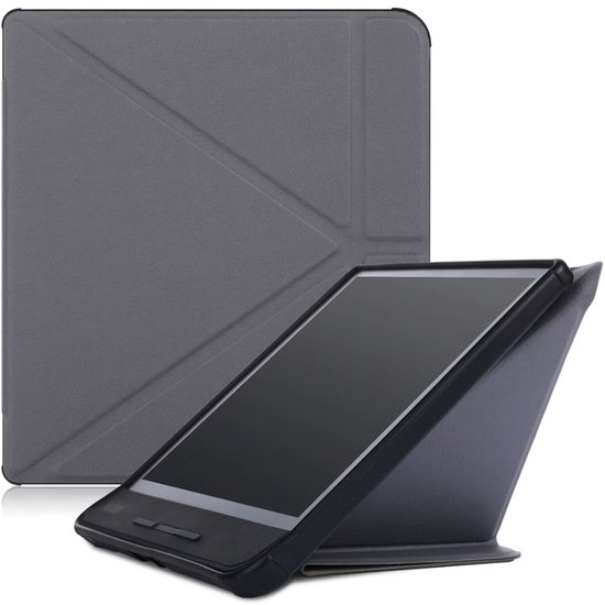 Grijs hoesje geschikt voor Kobo Libra - Bescherm Case - Trifold - Book Cover - Tablet Cover - Grijze beschermhoes - CHPN