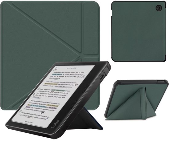 Groen hoesje geschikt voor Kobo Libra H20 - Bescherm Case - Trifold - Book Cover - Tablet Cover - Groenen beschermhoes - CHPN