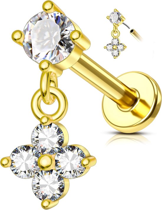 Helix Stud 16G Threadless Conch Tragus Piercing Sieraden 316l Chirurgisch Staal Labret Lip Stud Forward Helix Kraakbeen Oorbellen Sieraden voor Vrouwen 6 8 mm