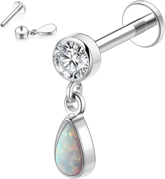 Hengkaixuan 16G Tragus Conch Helix Medusa Lip Chain Kraakbeen Piercing Sieraden Lip Ring Labret Tragus Sieraden Intern Schroefdraad Kraakbeen Helix Oorbel Titanium Platte Terug Labret Stud