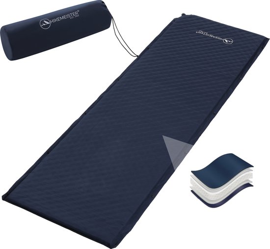 Hikemeister ® Canyon Slaapmat - 198 x 65 x 5 cm - Zelfopblazend - Koppelbaar 1 - 2 persoons - Camping matras - Outdoor slaapmat waterafstotend - Inc. hoes van Hikemeister