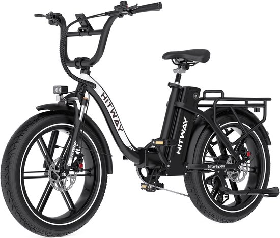 Hitway Elektrische Fiets BK6S Pro - 20*4.0 Inch Fat Tire City Commuter EBike met Afneembare 48V 18Ah Lithium Batterij - Opvouwbaar Mountain E-Bike met 250W Motor - APP Bediening - 7 Versnellingen - IP54 Waterdicht van Hitway