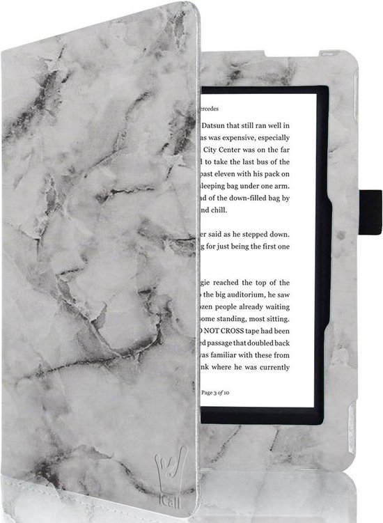 Hoes geschikt voor Kobo Aura Edition 1 - Book Case Premium Sleep Cover Leer Hoesje met Auto/Wake Functie - Marmer van Lunel.