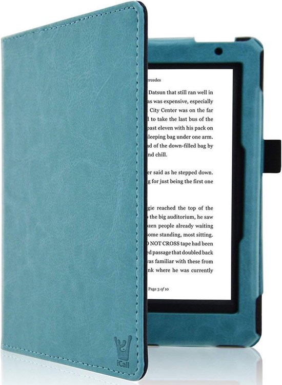 Hoes geschikt voor Kobo Aura H2O Edition 2 - Book Case Premium Sleep Cover Leer Hoesje met Auto/Wake Functie - Blauw van i12Cover