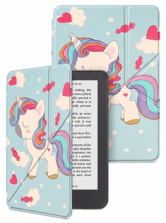 Hoes Geschikt voor Kobo Clara 2E - E-reader Bescherm Hoesje Case Sleep Cover Trifold - Hoes Geschikt voor Kobo Clara 2E Hoesje - Eenhoorn