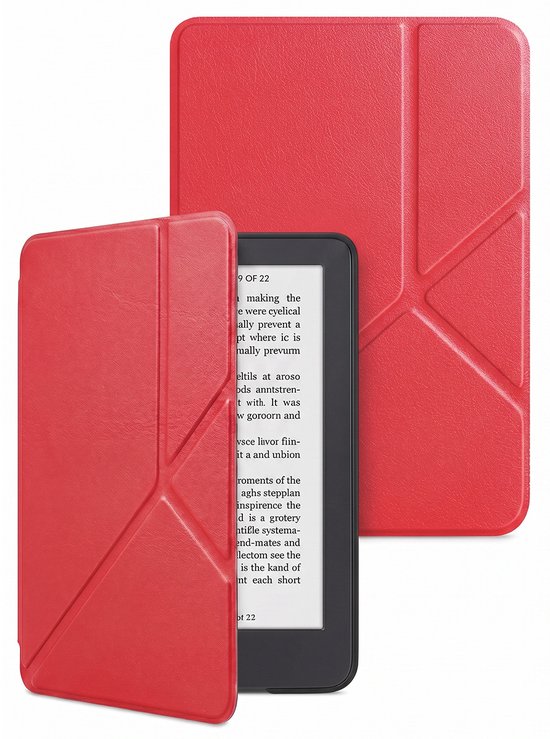 Hoes Geschikt voor Kobo Clara 2E - E-reader Bescherm Hoesje Case Sleep Cover Trifold - Hoes Geschikt voor Kobo Clara 2E Hoesje - Rood