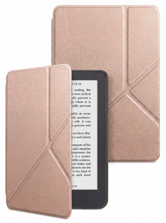 Hoes Geschikt voor Kobo Clara 2E - E-reader Bescherm Hoesje Case Sleep Cover Trifold - Hoes Geschikt voor Kobo Clara 2E Hoesje - Rosé Goud