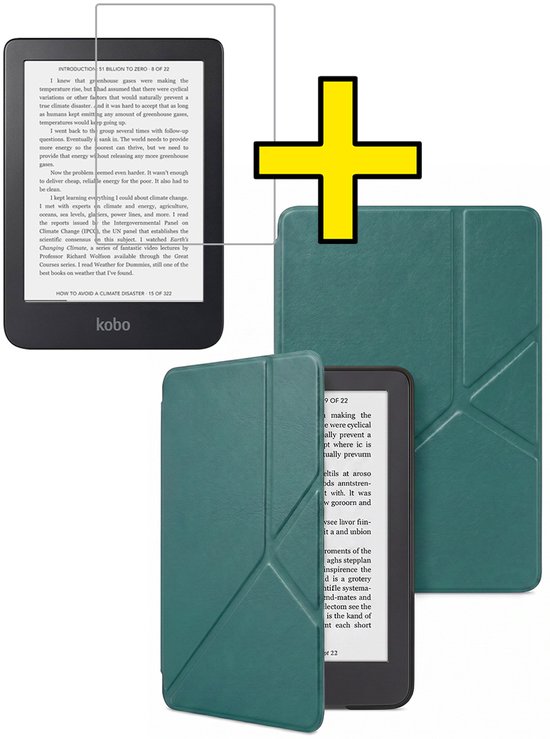 Hoes Geschikt voor Kobo Clara 2E - E-reader Bescherm Hoesje Case Sleep Cover Trifold Met Screenprotector - Hoes Geschikt voor Kobo Clara 2E Hoesje - Donkergroen