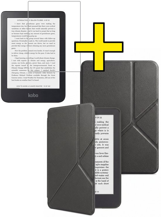 Hoes Geschikt voor Kobo Clara 2E - E-reader Bescherm Hoesje Case Sleep Cover Trifold Met Screenprotector - Hoes Geschikt voor Kobo Clara 2E Hoesje - Grijs