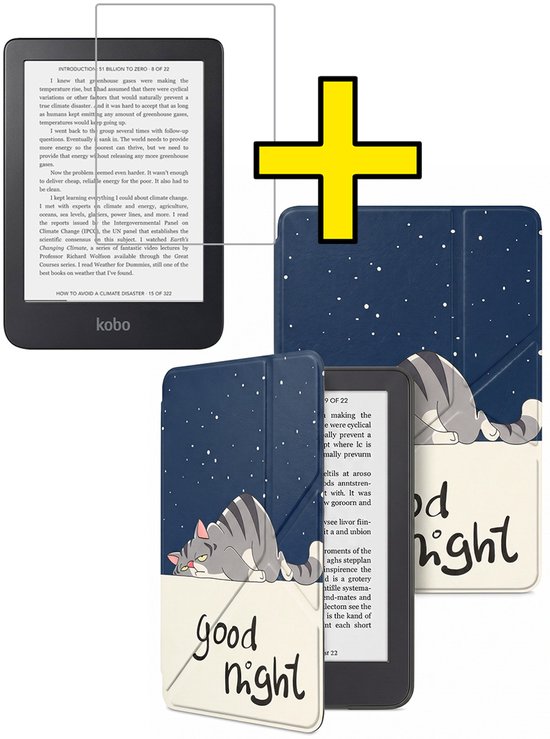 Hoes Geschikt voor Kobo Clara 2E - E-reader Bescherm Hoesje Case Sleep Cover Trifold Met Screenprotector - Hoes Geschikt voor Kobo Clara 2E Hoesje - Kat