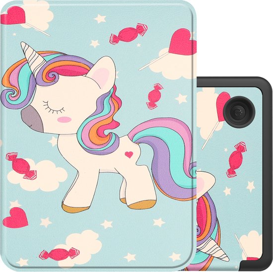Hoes Geschikt voor Kobo Clara 2E Hoesje Bookcase Cover Book Case Hoes Sleepcover - Eenhoorn van eVent Covers
