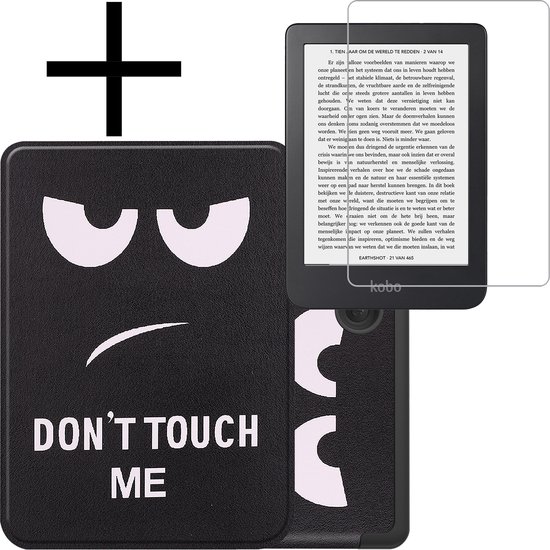 Hoes Geschikt voor Kobo Clara 2E Hoesje Bookcase Cover Book Case Hoes Sleepcover Met Screenprotector - Don't Touch Me van EZ949