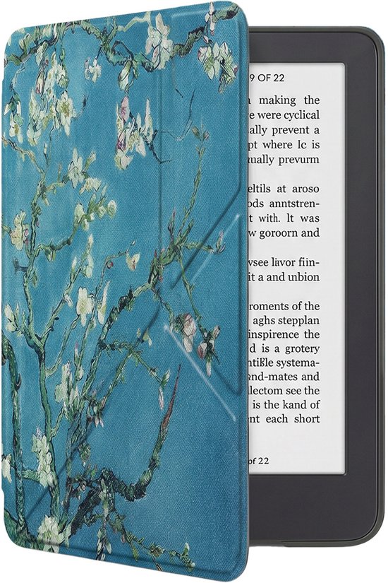 Hoes Geschikt voor Kobo Clara 2E Hoesje Bookcase Cover Book Case Hoes Sleepcover Trifold - Bloesem