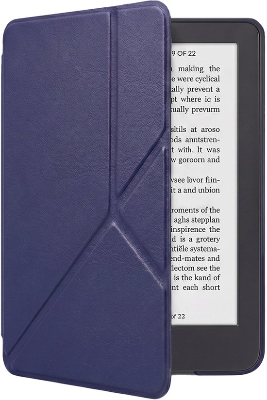Hoes Geschikt voor Kobo Clara 2E Hoesje Bookcase Cover Book Case Hoes Sleepcover Trifold - Donkerblauw