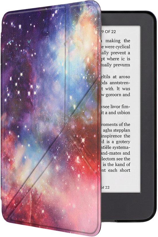 Hoes Geschikt voor Kobo Clara 2E Hoesje Bookcase Cover Book Case Hoes Sleepcover Trifold - Galaxy