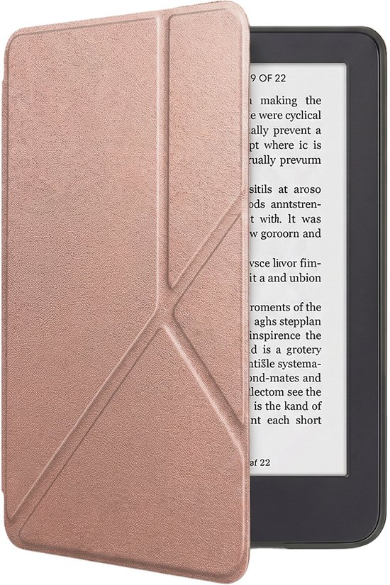 Hoes Geschikt voor Kobo Clara 2E Hoesje Bookcase Cover Book Case Hoes Sleepcover Trifold - Rosé Goud
