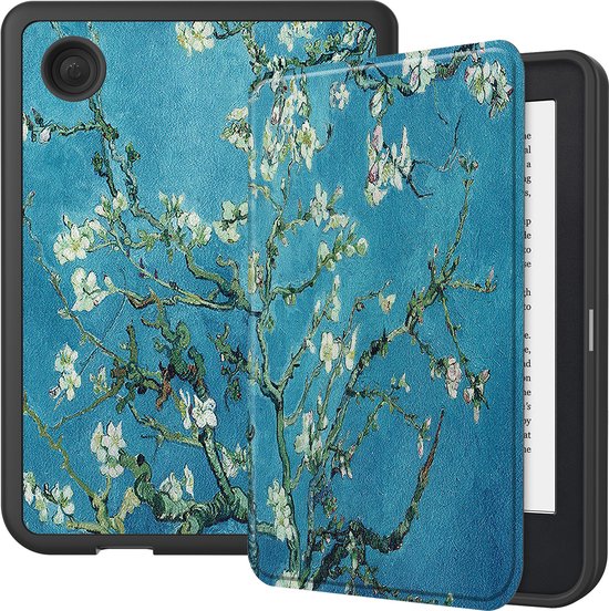 Hoes Geschikt voor Kobo Clara 2E Hoesje Bookcase Cover Hoes - Hoesje Geschikt voor Kobo Clara 2E Hoes Cover Case - Bloesem van Fadami