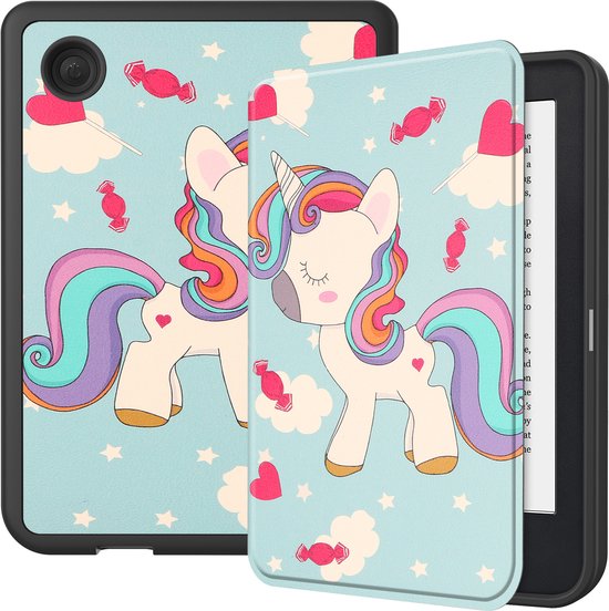 Hoes Geschikt voor Kobo Clara 2E Hoesje Bookcase Cover Hoes - Hoesje Geschikt voor Kobo Clara 2E Hoes Cover Case - Eenhoorn van MoJoes®