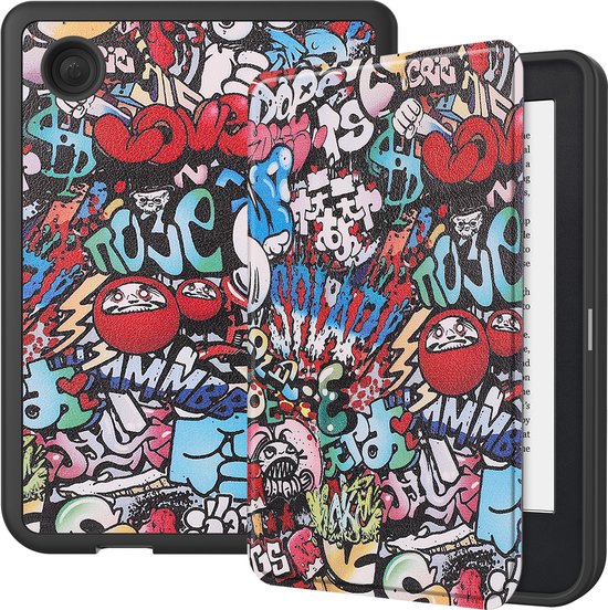 Hoes Geschikt voor Kobo Clara 2E Hoesje Bookcase Cover Hoes - Hoesje Geschikt voor Kobo Clara 2E Hoes Cover Case - Graffity van Fodral.