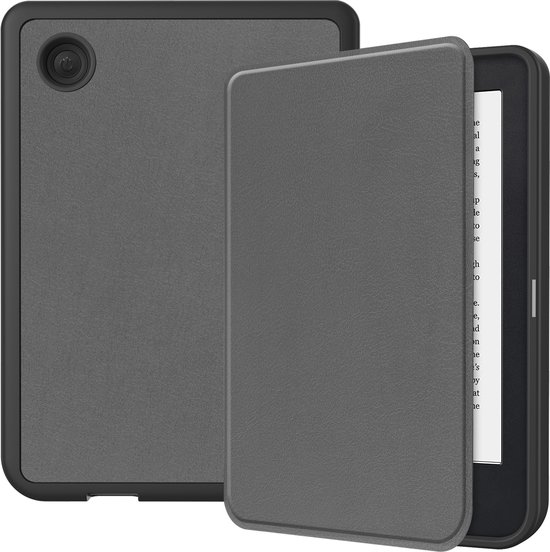 Hoes Geschikt voor Kobo Clara 2E Hoesje Bookcase Cover Hoes - Hoesje Geschikt voor Kobo Clara 2E Hoes Cover Case - Grijs van CaseBuddy