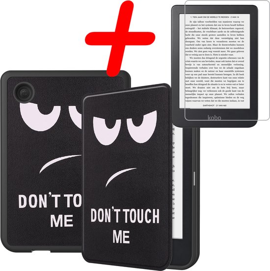 Hoes Geschikt voor Kobo Clara 2E Hoesje Bookcase Cover Hoes Met Screenprotector - Hoesje Geschikt voor Kobo Clara 2E Hoes Cover Case - Don't Touch Me van Mobiparts
