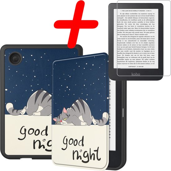 Hoes Geschikt voor Kobo Clara 2E Hoesje Bookcase Cover Hoes Met Screenprotector - Hoesje Geschikt voor Kobo Clara 2E Hoes Cover Case - Kat van FMBAG案例
