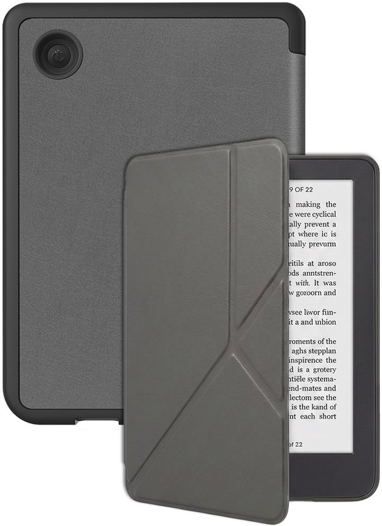 Hoes Geschikt voor Kobo Clara 2E Hoesje Bookcase Cover Hoes Trifold - Hoesje Geschikt voor Kobo Clara 2E Hoes Cover Case - Grijs