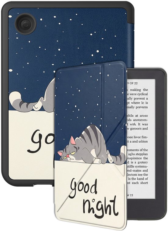 Hoes Geschikt voor Kobo Clara 2E Hoesje Bookcase Cover Hoes Trifold - Hoesje Geschikt voor Kobo Clara 2E Hoes Cover Case - Kat