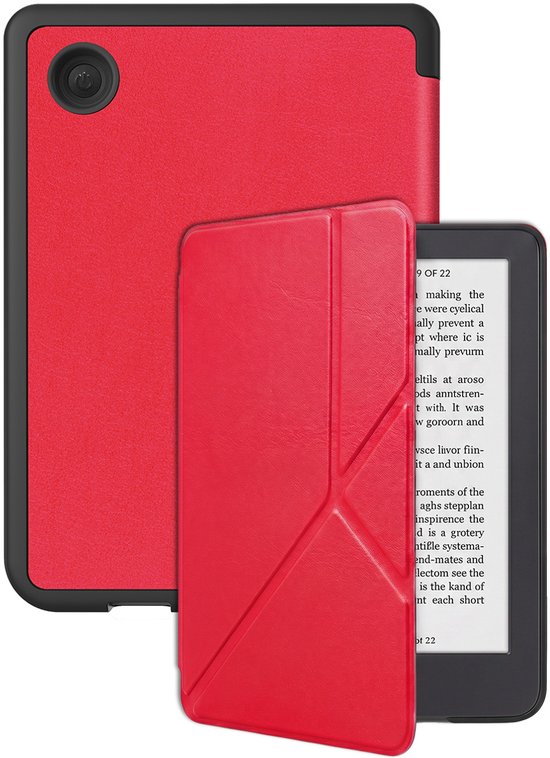 Hoes Geschikt voor Kobo Clara 2E Hoesje Bookcase Cover Hoes Trifold - Hoesje Geschikt voor Kobo Clara 2E Hoes Cover Case - Rood