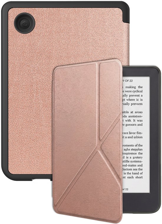 Hoes Geschikt voor Kobo Clara 2E Hoesje Bookcase Cover Hoes Trifold - Hoesje Geschikt voor Kobo Clara 2E Hoes Cover Case - Rosé Goud