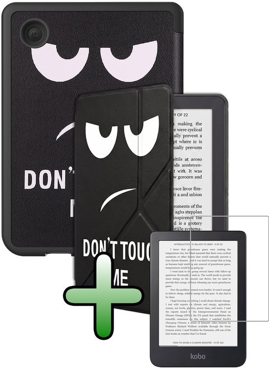 Hoes Geschikt voor Kobo Clara 2E Hoesje Bookcase Cover Hoes Trifold Met Screenprotector - Hoesje Geschikt voor Kobo Clara 2E Hoes Cover Case - Don't Touch Me