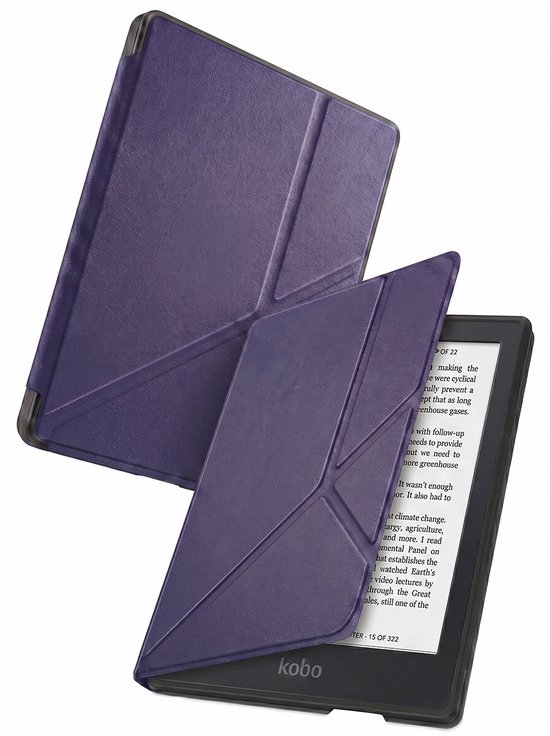 Hoes Geschikt voor Kobo Clara 2E - Luxe E-reader Trifold Case - Bescherm Hoesje Book Cover - Donkerblauw