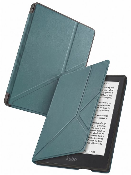 Hoes Geschikt voor Kobo Clara 2E - Luxe E-reader Trifold Case - Bescherm Hoesje Book Cover - Donkergroen