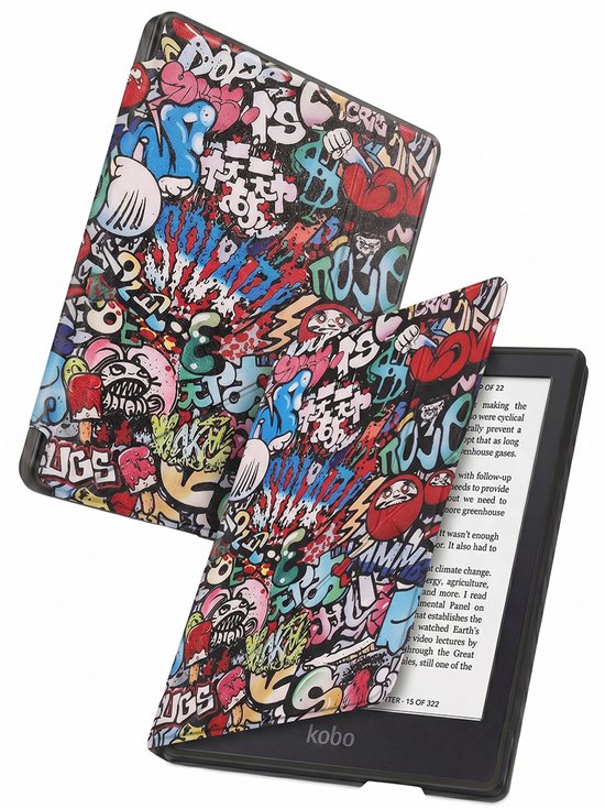 Hoes Geschikt voor Kobo Clara 2E - Luxe E-reader Trifold Case - Bescherm Hoesje Book Cover - Graffity