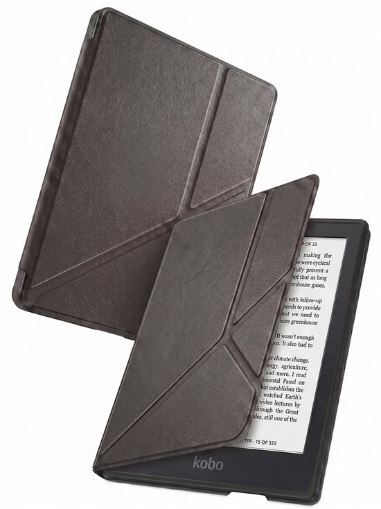Hoes Geschikt voor Kobo Clara 2E - Luxe E-reader Trifold Case - Bescherm Hoesje Book Cover - Zwart