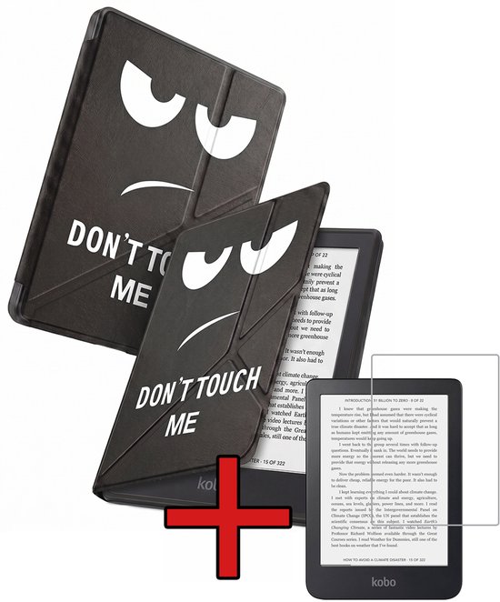 Hoes Geschikt voor Kobo Clara 2E - Met Screenprotector - Luxe E-reader Trifold Case - Bescherm Hoesje Book Cover - Don't Touch Me