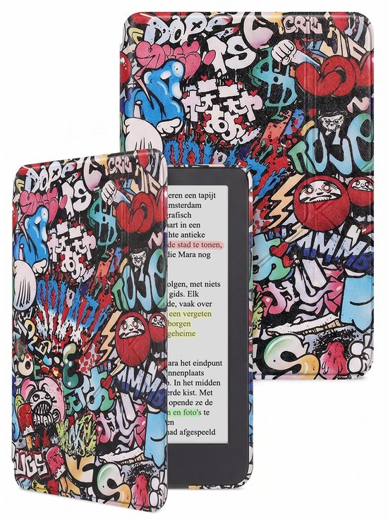 Hoes Geschikt voor Kobo Clara BW - E-reader Bescherm Hoesje Case Sleep Cover Trifold - Hoes Geschikt voor Kobo Clara BW Hoesje - Graffity