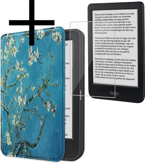 Hoes Geschikt voor Kobo Clara BW Hoesje Bookcase Cover Book Case Hoes Sleepcover Met Screenprotector - Bloesem van i12Cover