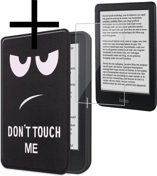 Hoes Geschikt voor Kobo Clara BW Hoesje Bookcase Cover Book Case Hoes Sleepcover Met Screenprotector - Don't Touch Me van BW.