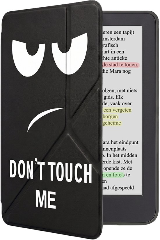 Hoes Geschikt voor Kobo Clara BW Hoesje Bookcase Cover Book Case Hoes Sleepcover Trifold - Don't Touch Me