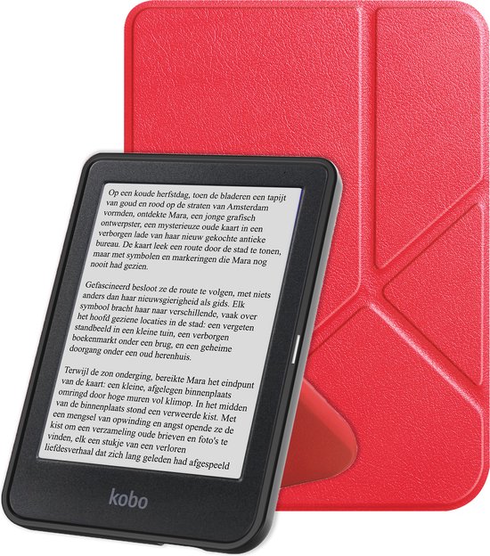 Hoes Geschikt voor Kobo Clara BW Hoesje Bookcase Cover Book Case Hoes Sleepcover Trifold - Rood van CLC.
