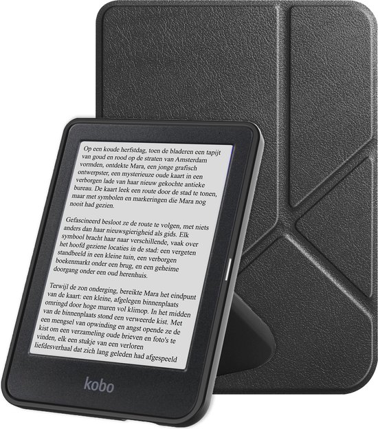 Hoes Geschikt voor Kobo Clara BW Hoesje Bookcase Cover Book Case Hoes Sleepcover Trifold - Zwart van i12Cover