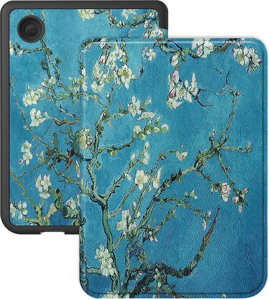 Hoes Geschikt voor Kobo Clara BW Hoesje Bookcase Cover Hoes - Hoesje Geschikt voor Kobo Clara BW Hoes Cover Case - Bloesem van Ecarus