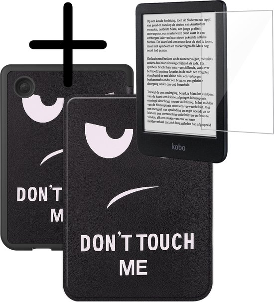 Hoes Geschikt voor Kobo Clara BW Hoesje Bookcase Cover Hoes Met Screenprotector - Hoesje Geschikt voor Kobo Clara BW Hoes Cover Case - Don't Touch Me van Don't Touch Me