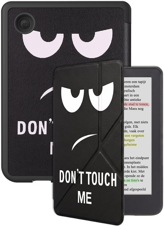 Hoes Geschikt voor Kobo Clara BW Hoesje Bookcase Cover Hoes Trifold - Hoesje Geschikt voor Kobo Clara BW Hoes Cover Case - Don't Touch Me